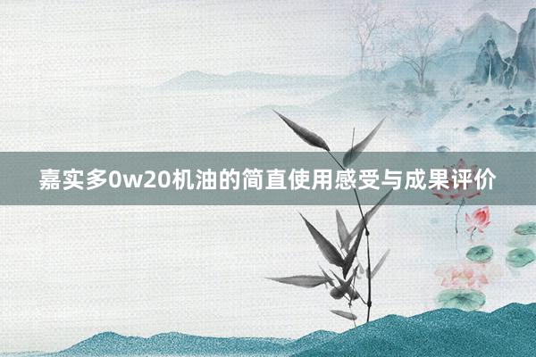 嘉实多0w20机油的简直使用感受与成果评价